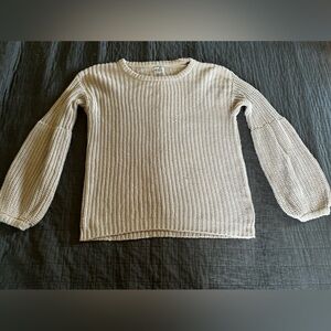 Amuse Society Ribber Beige Bubble Sleeve‎ Sweater Size M